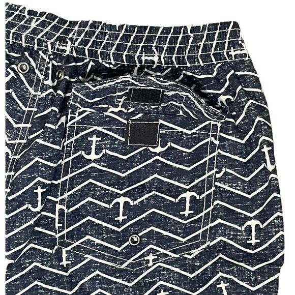 Trunks Surf & Swim Co.‎ Men's Board Shorts Dark Blue Anchor Drawstring Lined Med - Picture 6 of 7